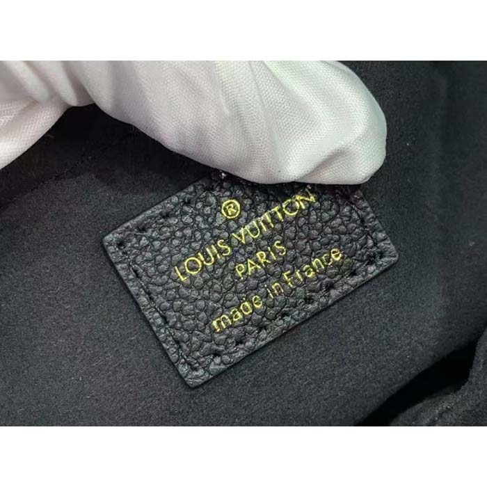 Louis Vuitton LV Women Bagatelle Black Handbag Black Monogram Empreinte Grained Cowhide Leather Studs