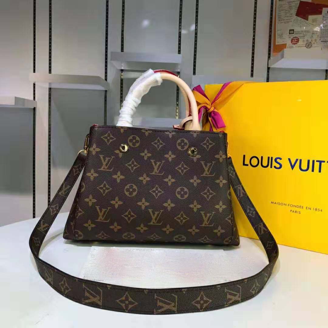 Louis Vuitton LV Women Montaigne MM in Iconic Monogram Canvas-Brown