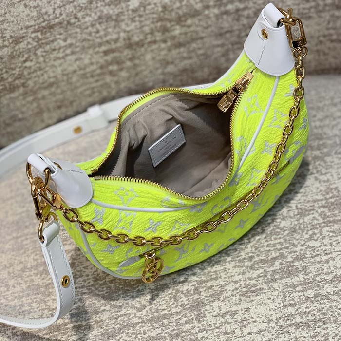 Louis Vuitton LV Unisex Loop Half-Moon Baguette Bag Yellow Monogram Jacquard Velvet