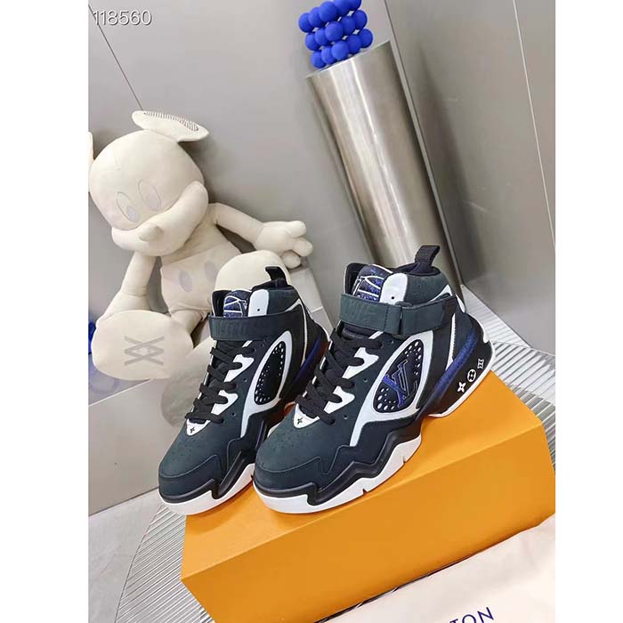 Louis Vuitton LV Unisex Trainer 2.0 Sneaker Boot Black Suede Calf Leather