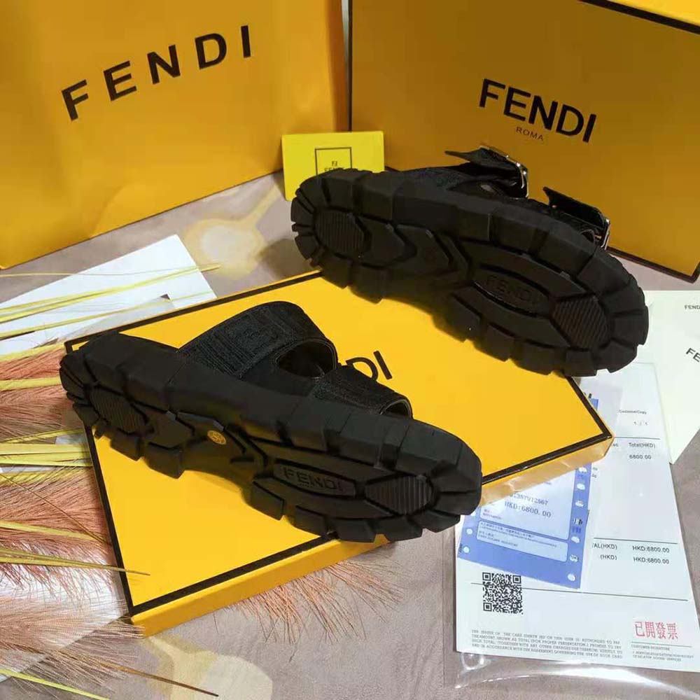 Fendi Women Sandals Black Fabric Sandals