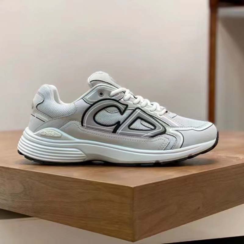 Dior Unisex Shoes CD B30 Sneaker Dior Gray Mesh Technical Fabric