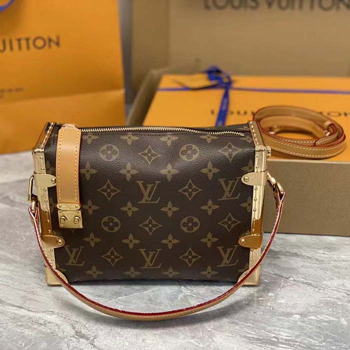 Louis Vuitton LV Women Side Trunk Monogram Coated Canvas Cowhide Leather