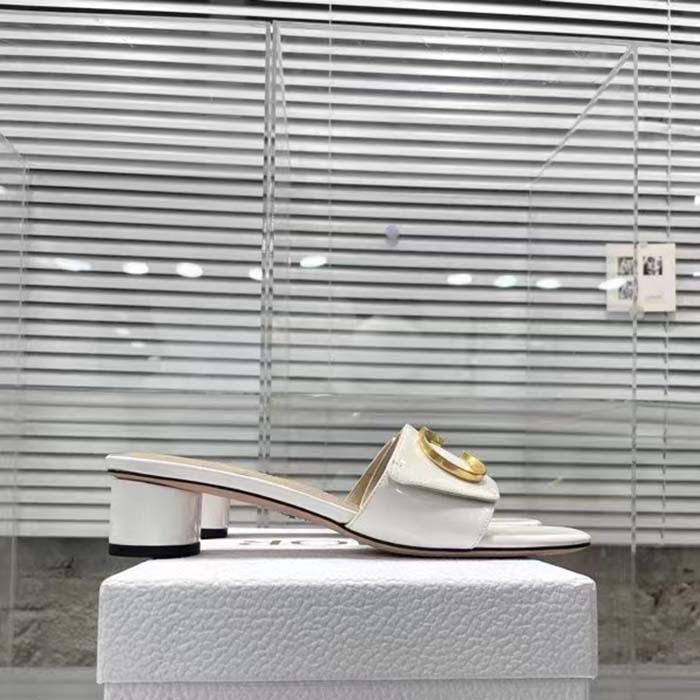 Dior Women CD C’est Dior Slide White Patent Calfskin Metal C D Initials