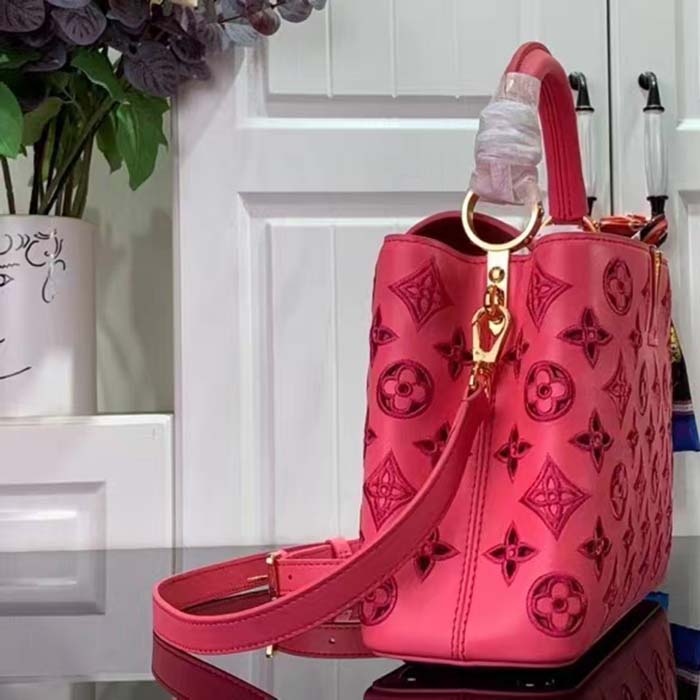 Louis Vuitton LV Women Capucines BB Handbag Pink Calfskin Leather Cowhide Lining