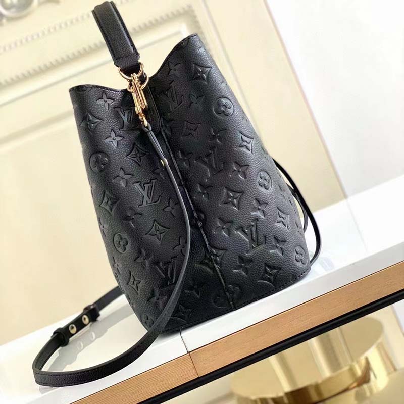 Louis Vuitton LV Women NéoNoé MM Bucket Black Embossed Monogram Empreinte Grained Cowhide