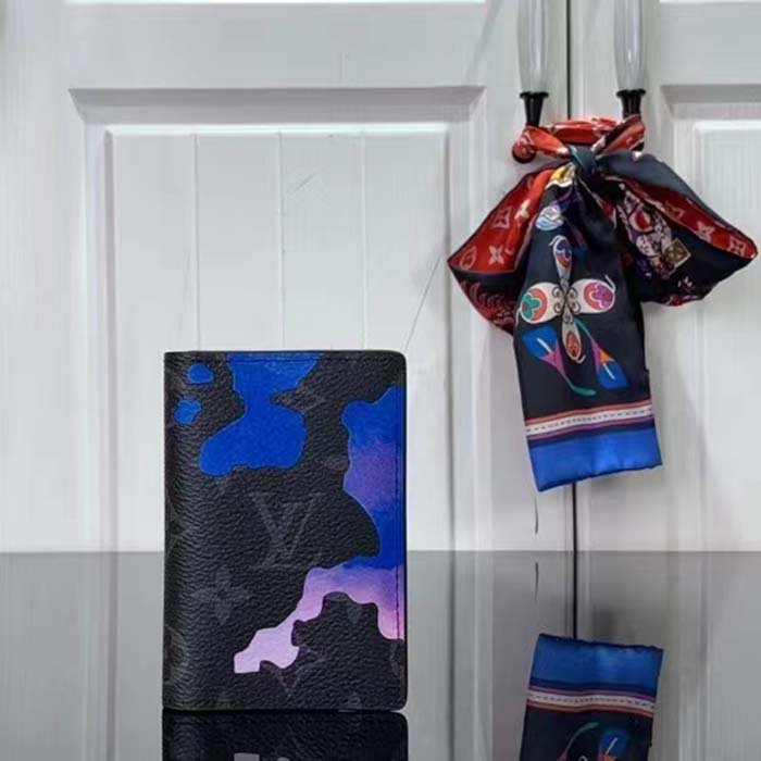 Louis Vuitton LV Unisex Pocket Organizer Blue Sunrise Monogram Eclipse Coated Canvas