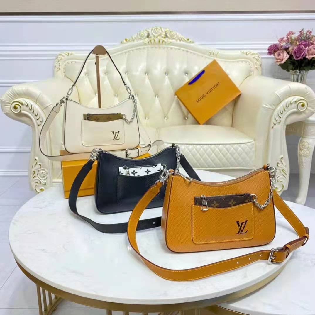 Louis Vuitton LV Women Marelle Handbag Beige Epi Grained Cowhide Leather Canvas