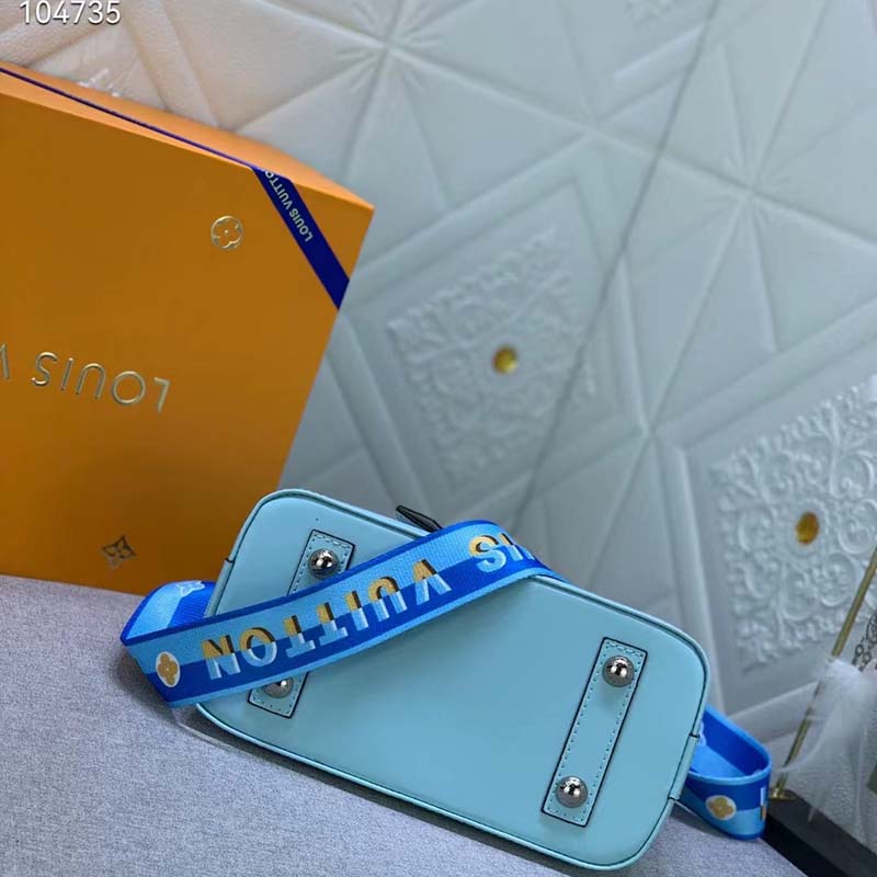 Louis Vuitton LV Women Alma BB Handbag Turquoise Blue Epi Grained Cowhide Leather