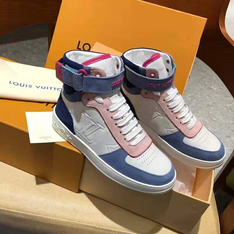 Louis Vuitton LV Unisex Boombox Sneaker Boot in Embossed Lamb Leather-Pink