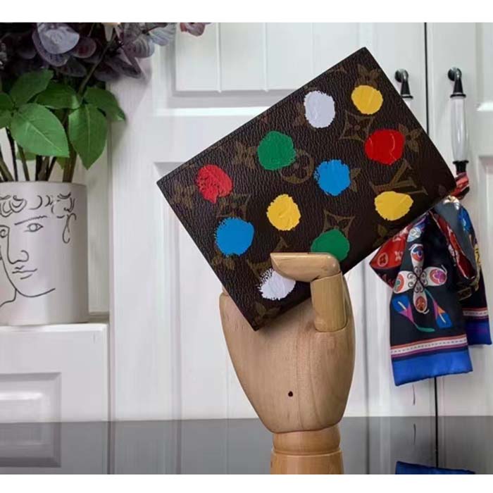 Louis Vuitton Unisex LV x YK Passport Cover Monogram Coated Canvas 3D Painted Dots Print