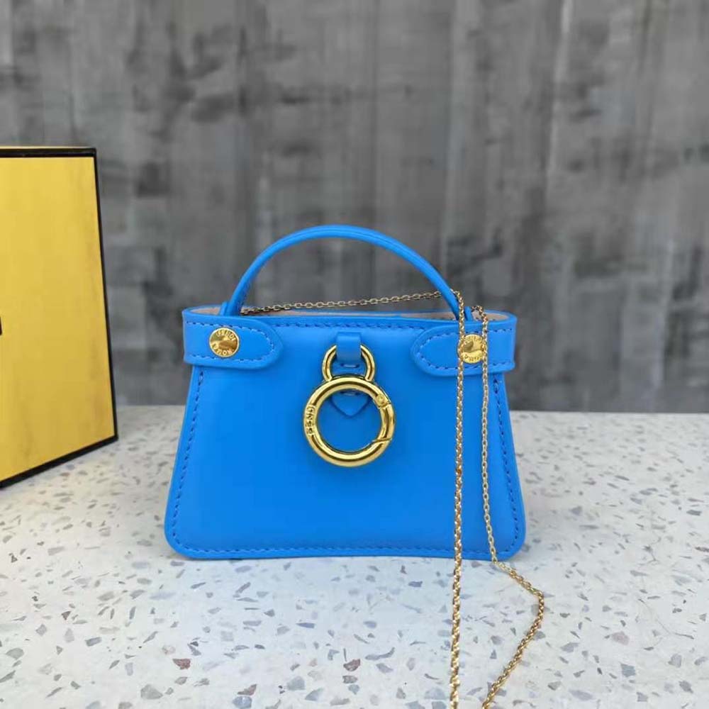 Fendi Women Pico Peekaboo Charm Light Blue Nappa Leather Charm