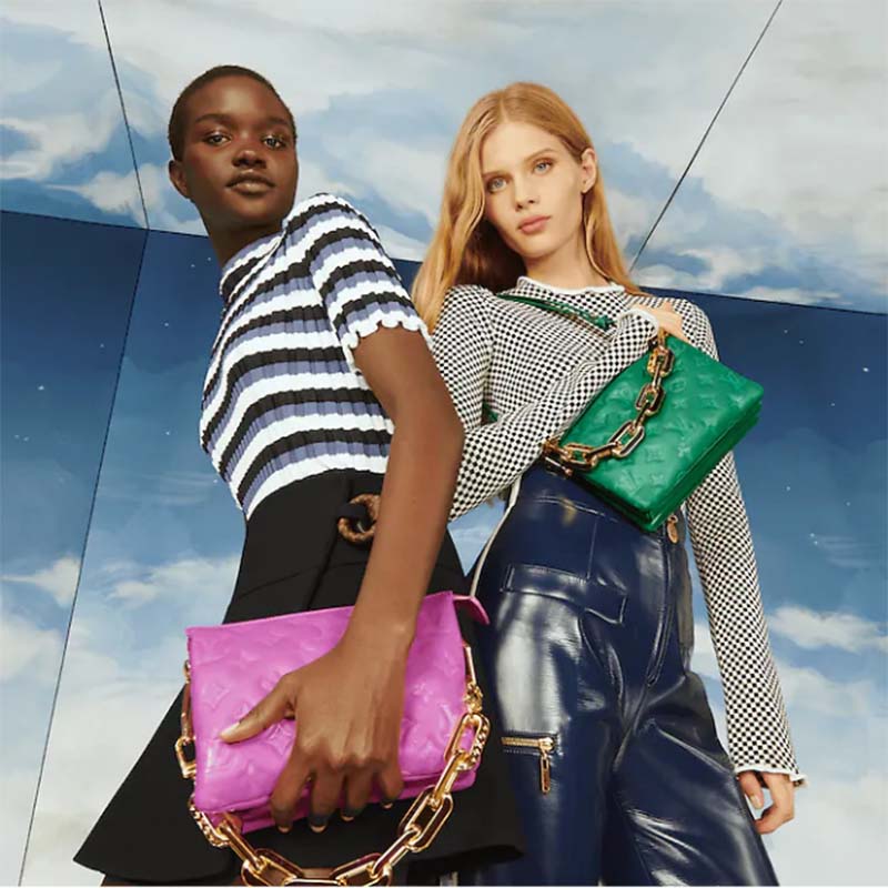 Louis Vuitton LV Women Coussin BB Handbag Emerald Monogram Embossed Puffy Lambskin