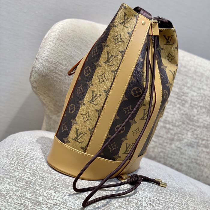 Louis Vuitton LV Unisex Randonée Messenger Bag Monogram Stripes Brown Coated Canvas