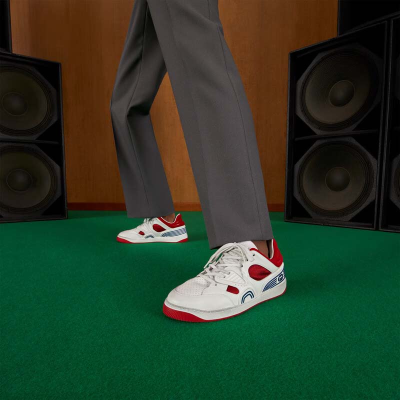 Gucci Unisex Gucci Basket Sneaker Red Mesh Rubber Sole Low 3.3 Cm Heel