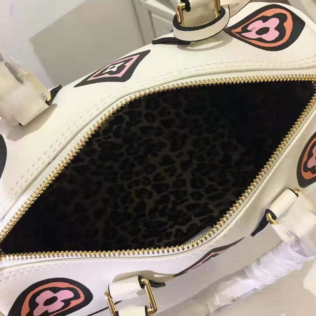 Louis Vuitton LV Women Speedy Bandoulière 25 Handbag Cream Monogram Coated Canvas