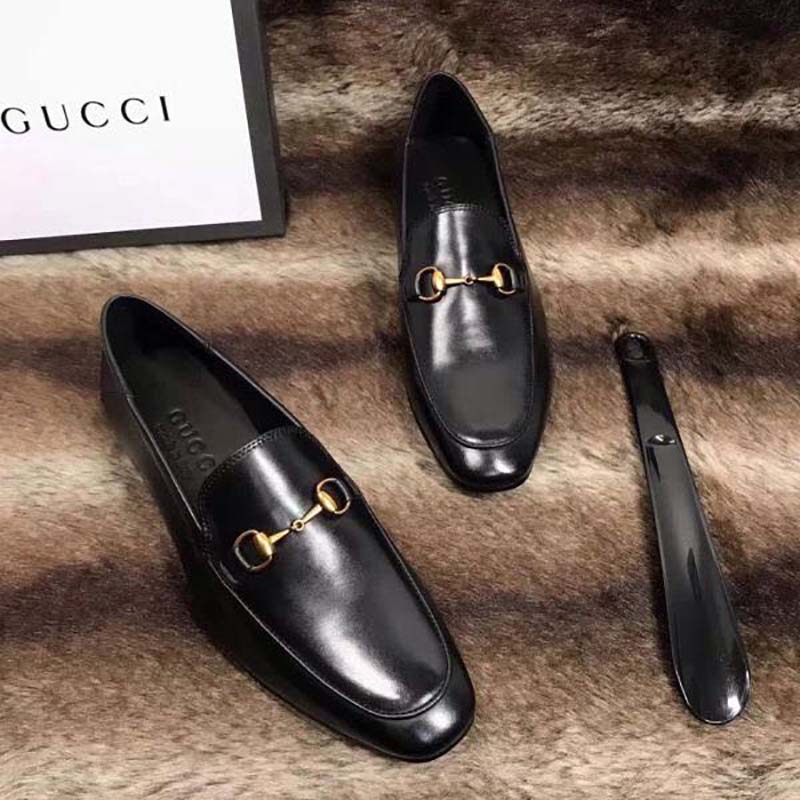 Gucci Men Horsebit Leather Loafer Shoes Black