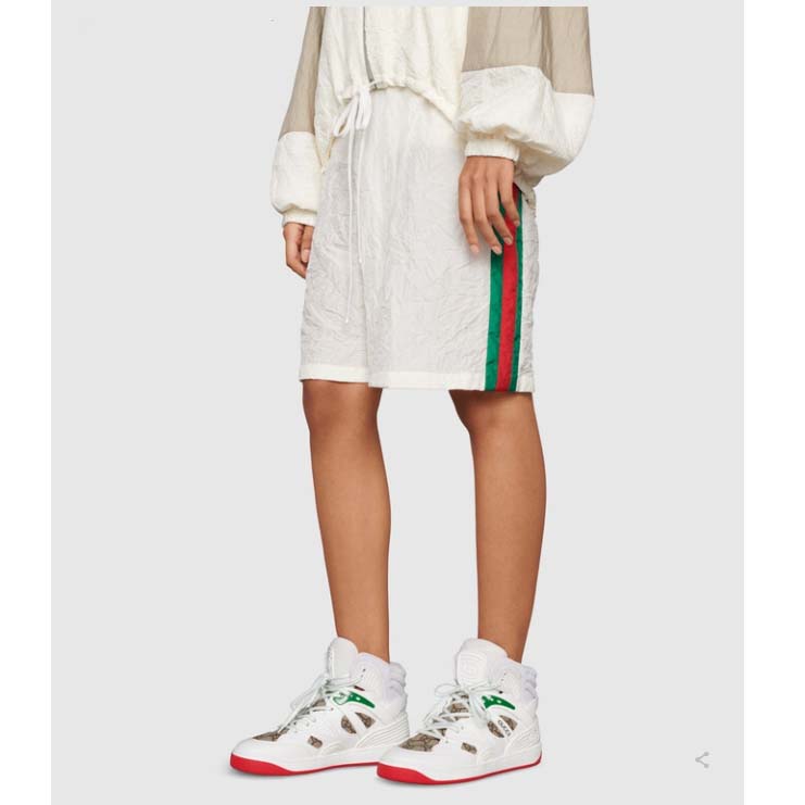 Gucci Unisex Gucci Basket Sneaker White Beige Ebony GG Supreme Canvas Low Heel