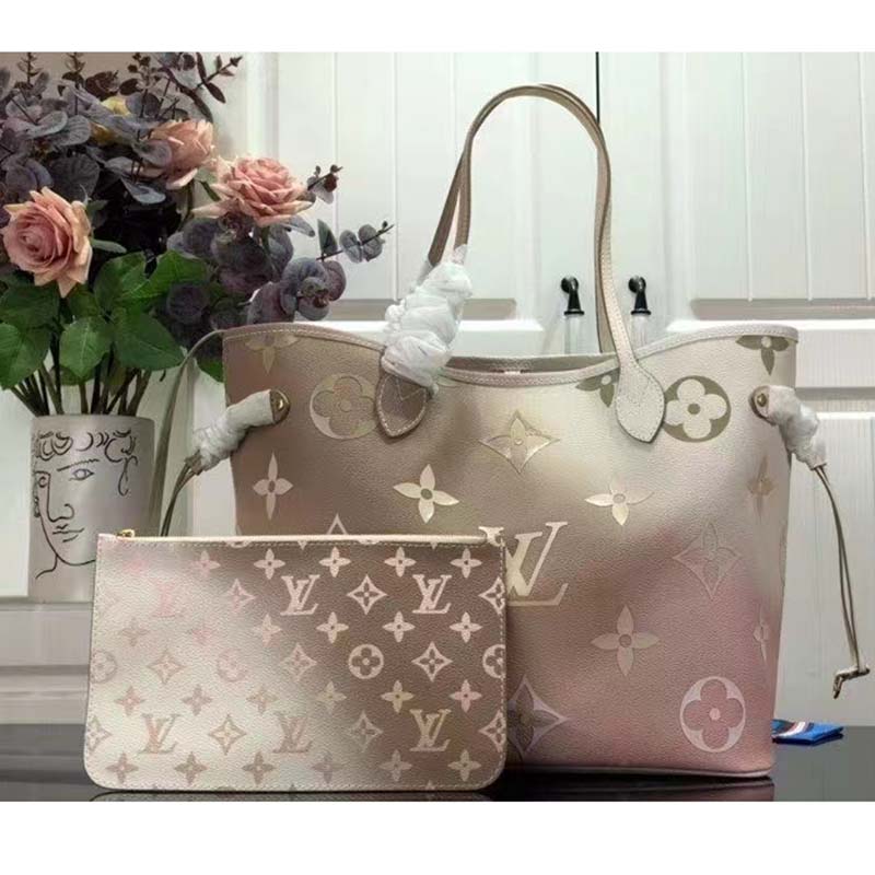 Louis Vuitton Women Neverfull MM Tote Sunset Kaki Monogram Coated Canvas