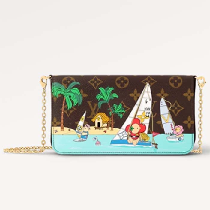 Louis Vuitton LV Women Félicie Pochette Dragon Fruit Pink Monogram Coated Canvas