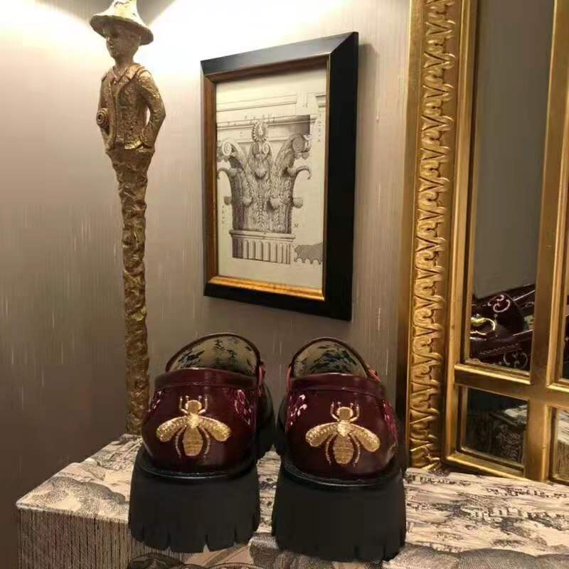 Gucci Women GG Velvet Lug Sole Loafer in GG Velvet 2.5 cm Heel-Red