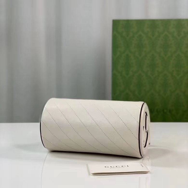 Gucci Women GG Blondie Mini Shoulder Bag Round Interlocking G White Leather