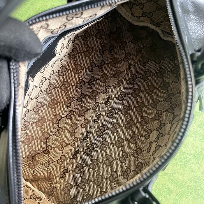 Gucci GG Unisex Small Duffle Bag Tonal Double G Black Leather