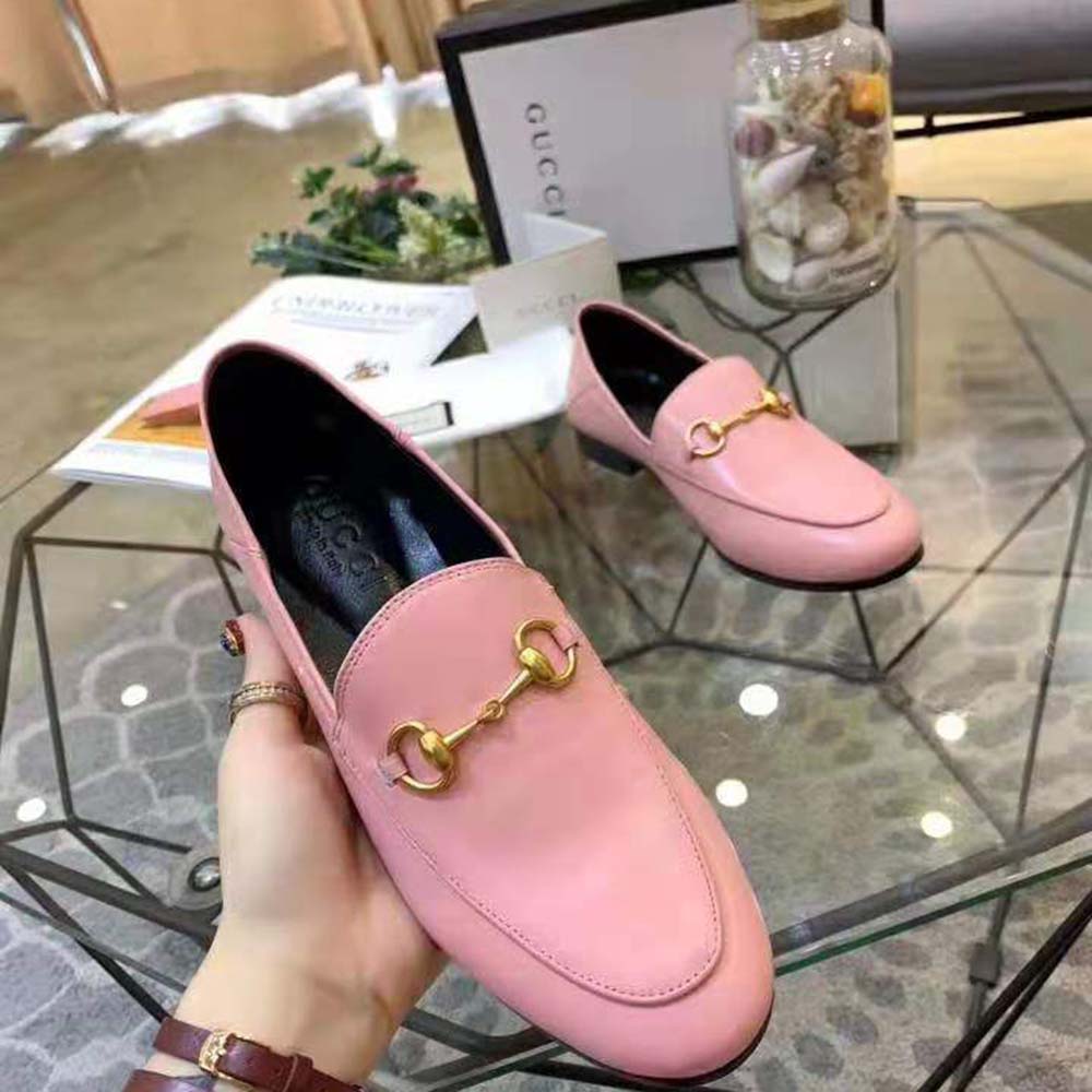 Gucci Women Leather Horsebit Loafer 1.3 cm Height-Pink