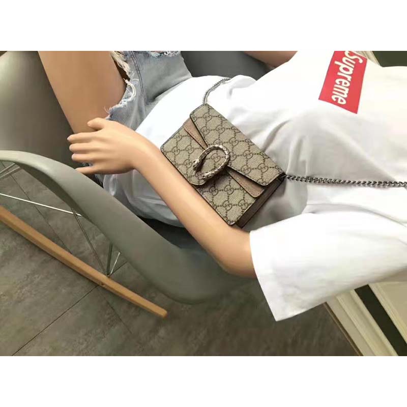 Gucci GG Women Dionysus GG Supreme Mini Bag-Sandy