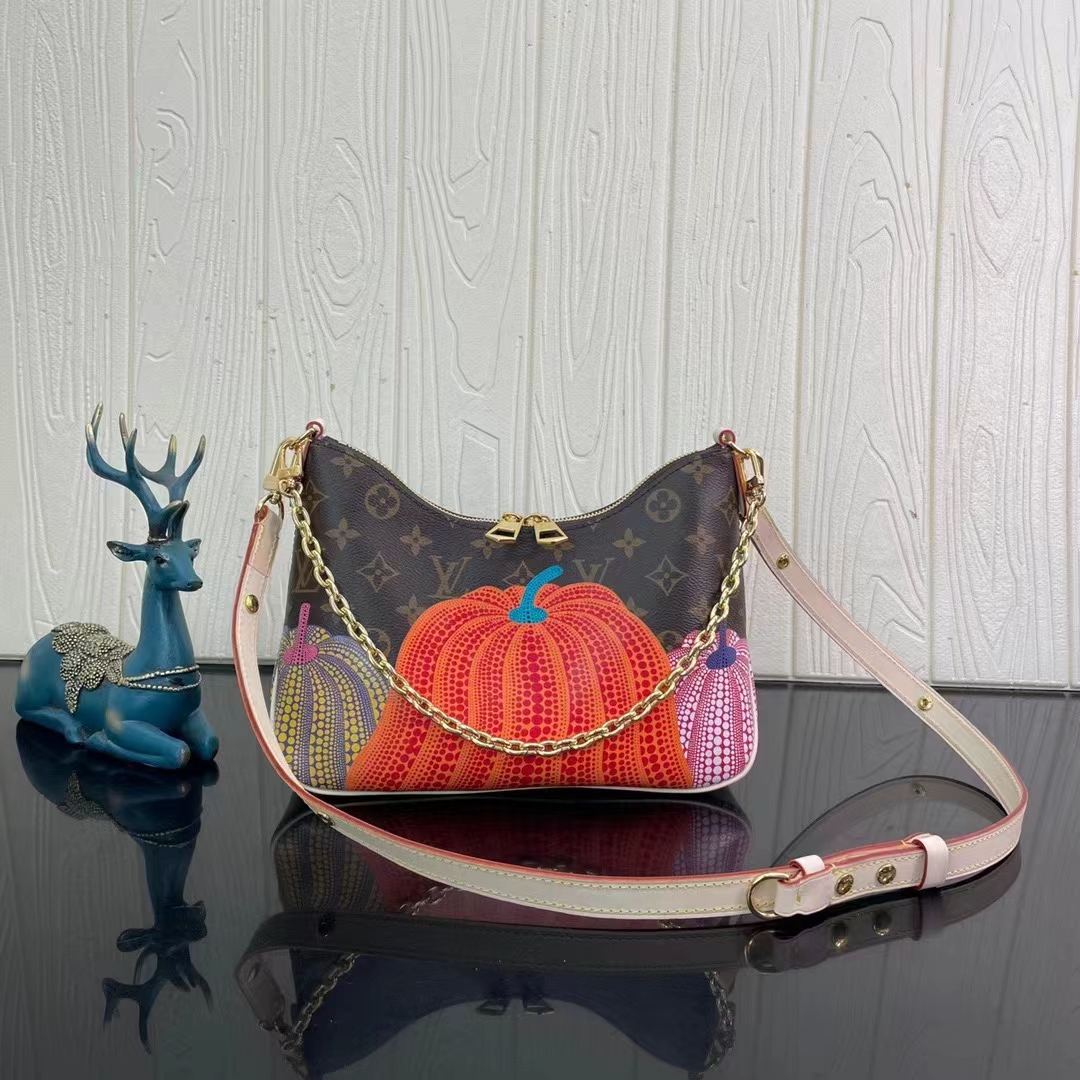 Louis Vuitton Women LV x YK Boulogne Monogram Coated Canvas Pumpkin Print Cowhide Leather