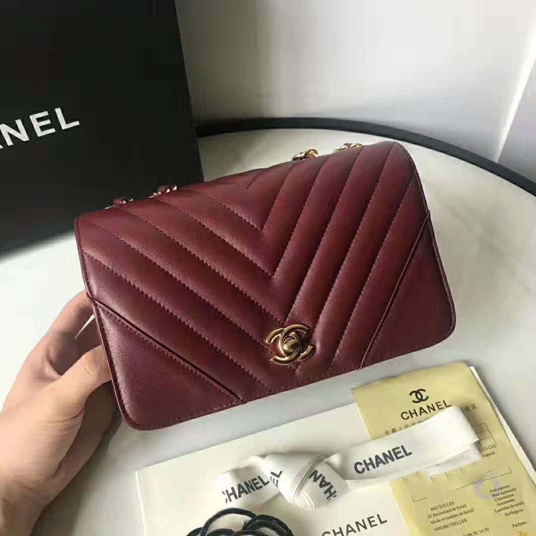 Chanel Women Mini Flap Bag in Calfskin Leather-Red