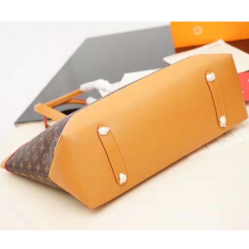 Louis Vuitton LV Men Cabas Voyage in Iconic Monogram Canvas and Natural Leather-Brown