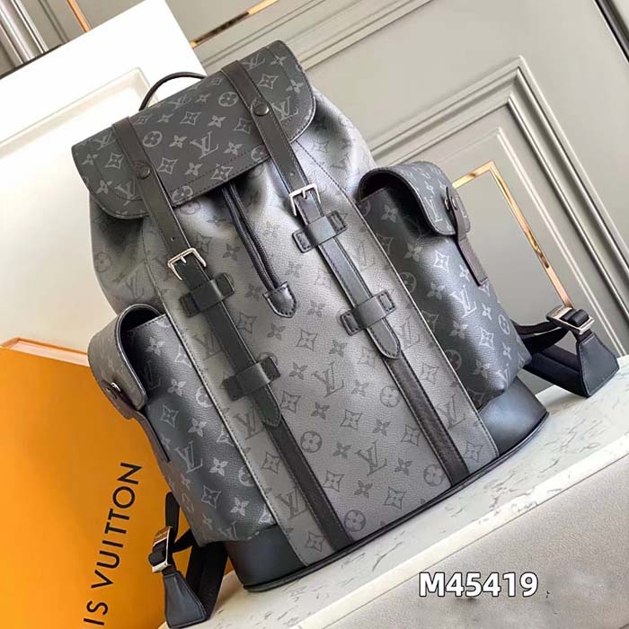 Louis Vuitton LV Unisex Christopher MM Backpack Monogram Eclipse Coated Canvas Reverse