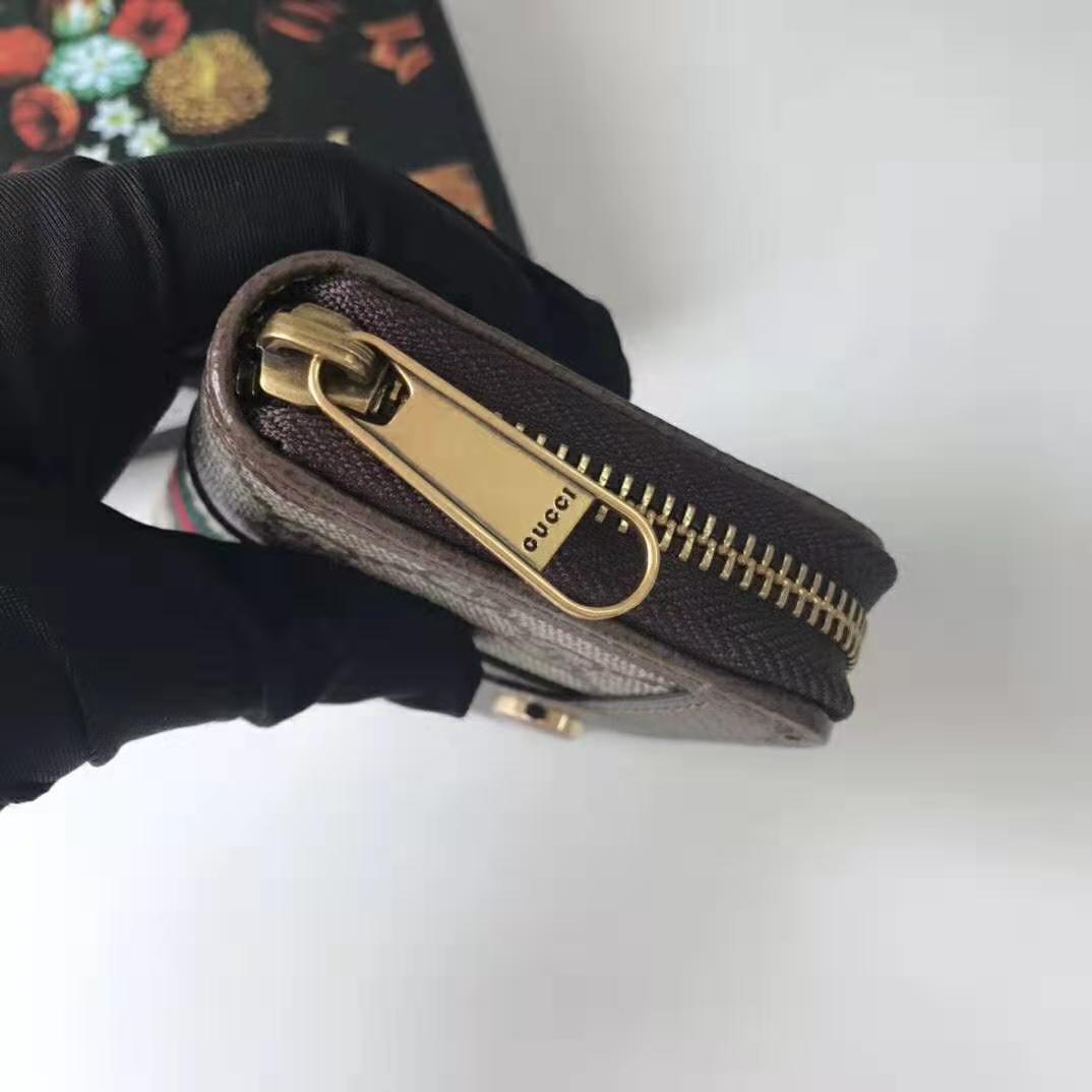 Gucci GG Unisex Ophidia GG Zip Around Card Case in Beige/Ebony GG Supreme Canvas