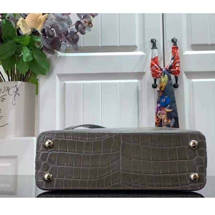 Louis Vuitton LV Women Capucines BB Handbag Grey Crocodilien Brillant Savoir Faire