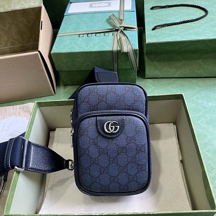 Gucci Unisex Ophidia GG Mini Bag Blue Dark Blue GG Supreme Canvas Double G