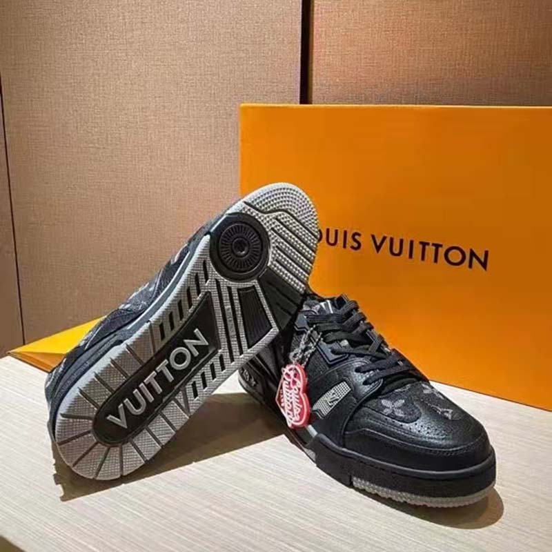 Louis Vuitton Unisex LV Trainer Sneaker Black Monogram Denim Rubber Outsole
