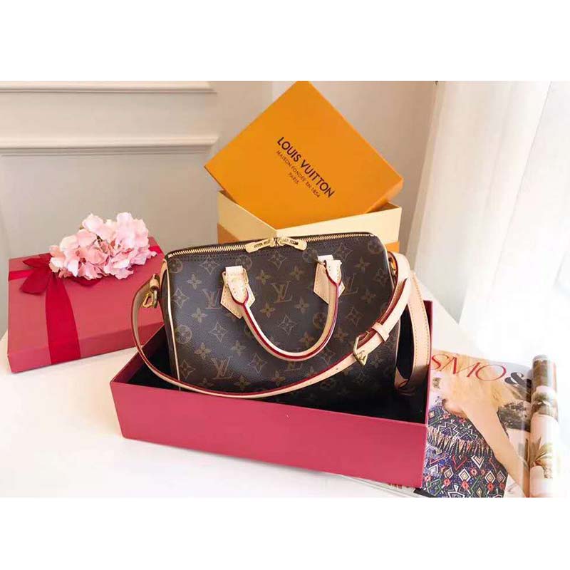 Louis Vuitton LV Women Speedy Bandoulière 25 in Signature Monogram Canvas-Brown