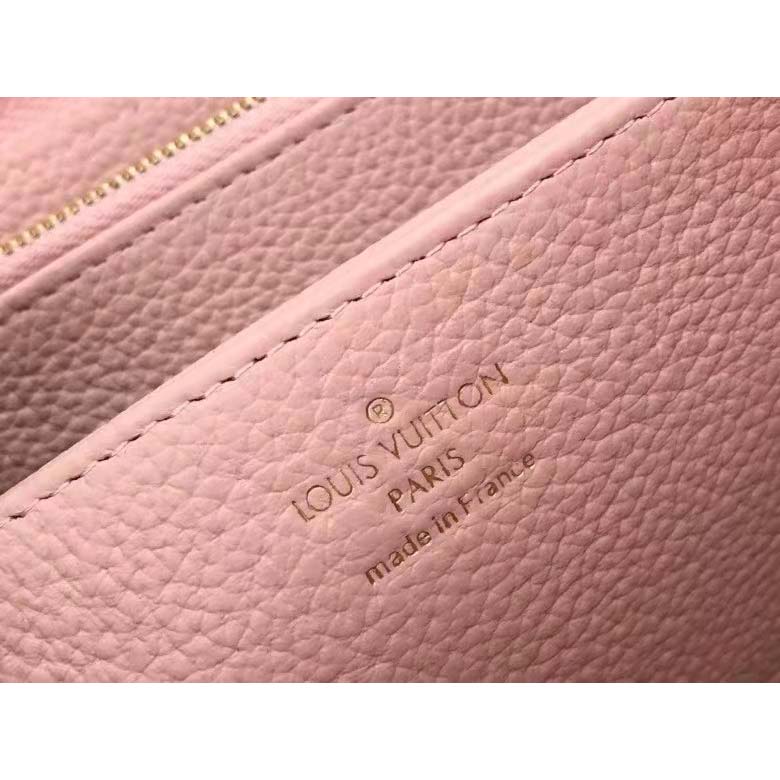 Louis Vuitton Unisex Zippy Wallet Pink Monogram Empreinte Embroidered Cowhide Leather