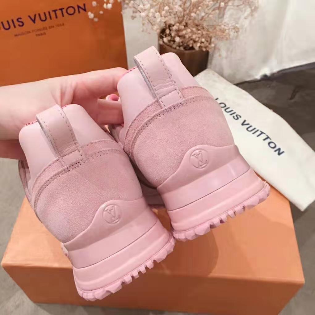 Louis Vuitton LV Women Run Away Sneaker in Suede Calf Leather-Pink