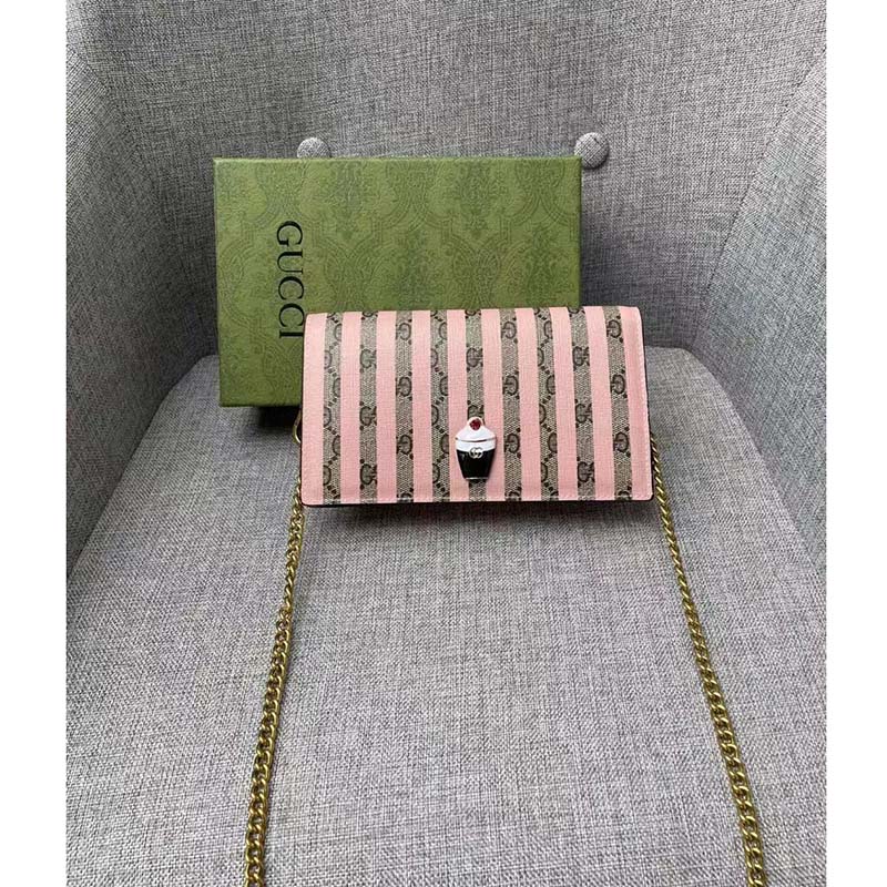 Gucci Women Double G Mini Bag Enamel Ice Cream GG Supreme Canvas