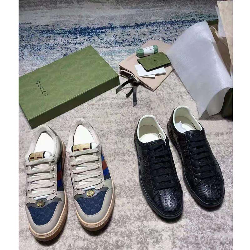 Gucci GG Men’s Ace GG Embossed Sneaker Black GG Embossed Leather