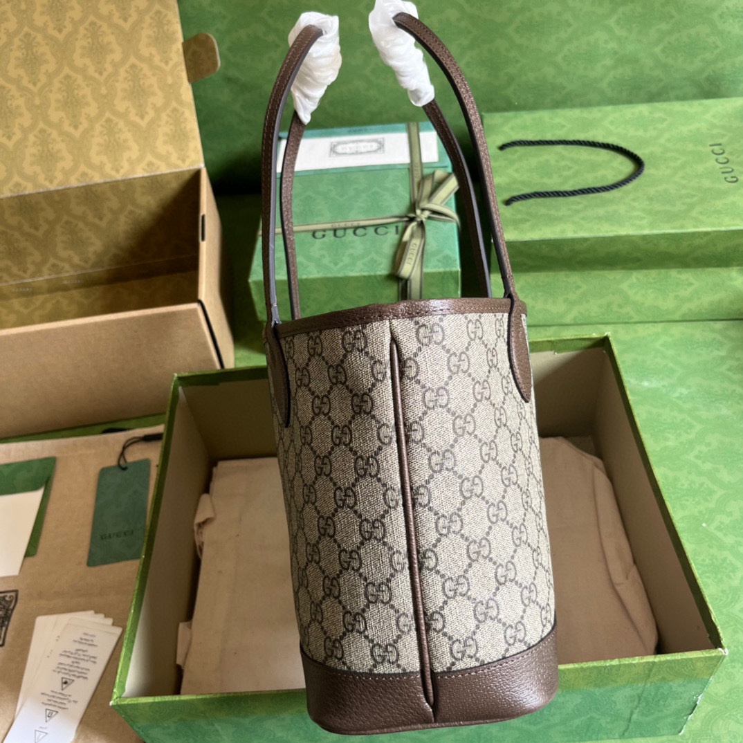 Gucci Unisex Ophidia Small Tote Bag Beige Ebony GG Supreme Canvas