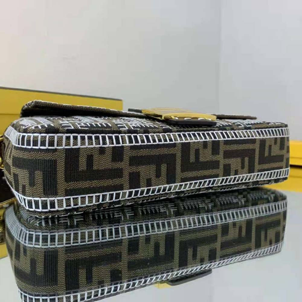 Fendi Women Baguette Embroidered FF Fabric Bag