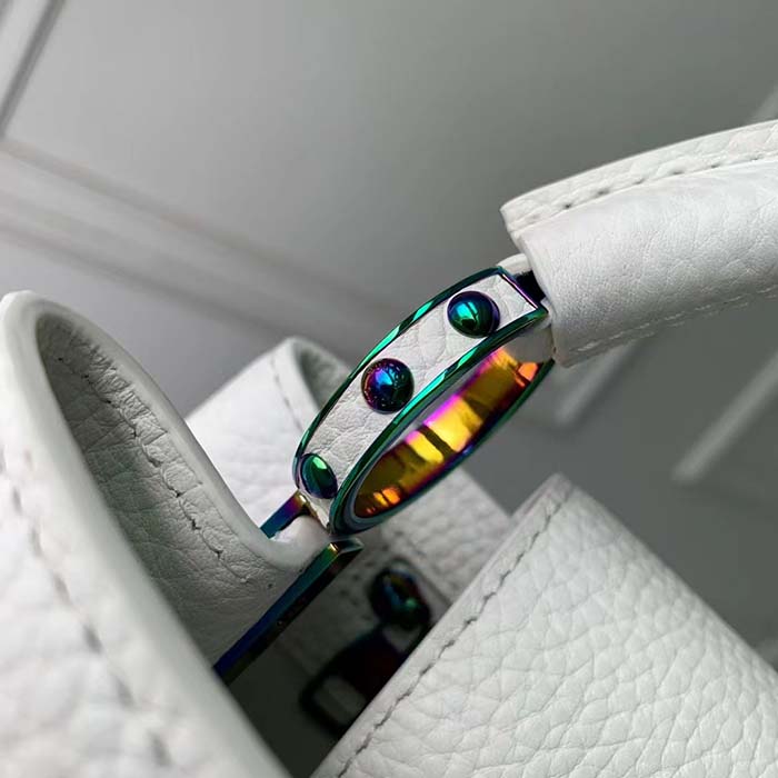 Louis Vuitton LV Women Capucines BB Handbag Snow White Taurillon Leather Cowhide Lining