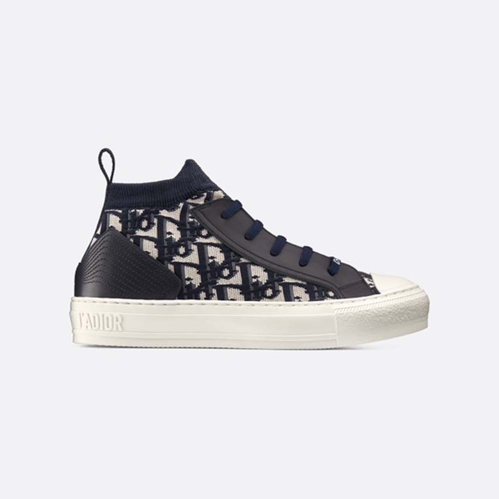 Dior Women Walk’N’Dior Techincal Knit Oblique Mid-Top Sneaker-Navy