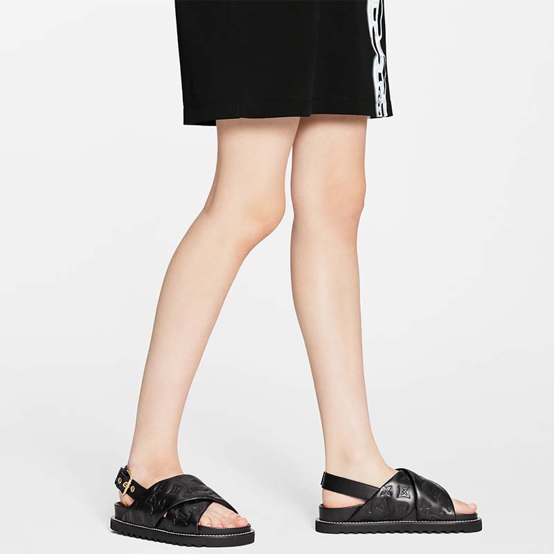 Louis Vuitton LV Unisex Black Monogram Embossed Lambskin Anatomic Insole