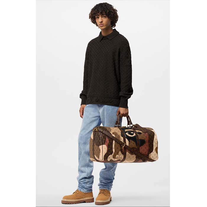 Louis Vuitton LV Unisex Keepall Bandoulière 45 Brown Monogram Coated Canvas Cowhide Leather