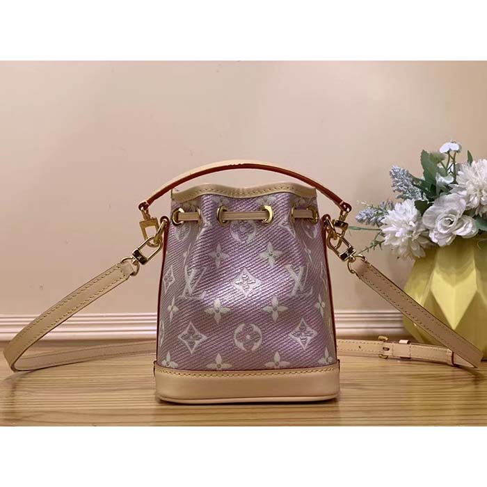 Louis Vuitton LV Women Nano Noé Bucket Bag Pink Monogram Coated Canvas Cowhide Leather