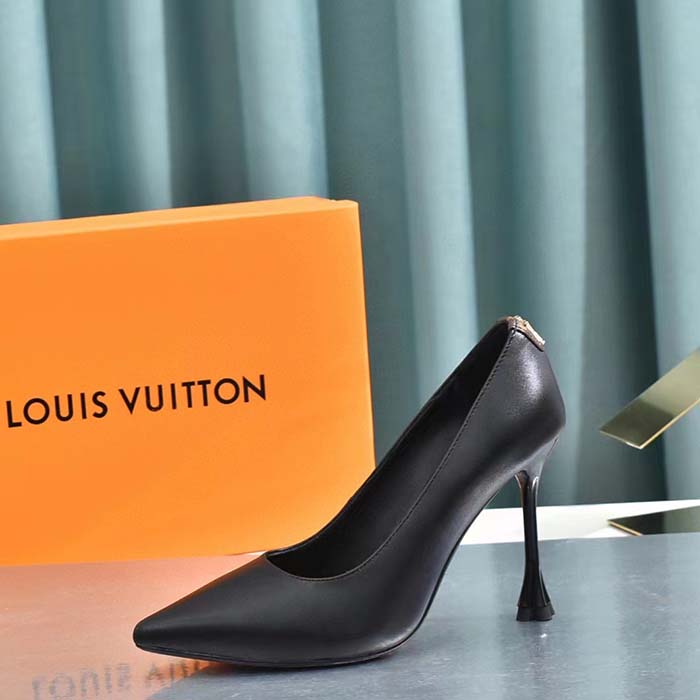 Louis Vuitton Women LV Blossom Pump Black Lambskin Leather Outsole 7.5 CM Heel